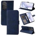 For Huawei P50 Embossed Happy Cat Pattern Horizontal Flip Leather Case with Holder & Card Slots & Wallet(Blue) - 1