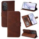 For Huawei P50 Embossed Happy Cat Pattern Horizontal Flip Leather Case with Holder & Card Slots & Wallet(Brown) - 1