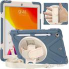 For iPad 10.2 2021 / 2020 / 2019 Pure Color Silicone + PC Protective Case with Holder & Shoulder Strap(Cornflower Blue) - 1