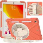 For iPad 10.2 2021 / 2020 / 2019 Pure Color Silicone + PC Protective Case with Holder & Shoulder Strap(Coral Orange) - 1