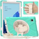For Samsung Galaxy Tab A7 (2020) T500 Pure Color Silicone + PC Protective Case with Holder & Shoulder Strap(Mint Green) - 1