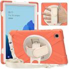 For Samsung Galaxy Tab A7 (2020) T500 Pure Color Silicone + PC Protective Case with Holder & Shoulder Strap(Coral Orange) - 1