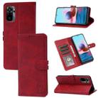 For Xiaomi Redmi Note 10 5G Embossed Happy Cat Pattern Horizontal Flip Leather Case with Holder & Card Slots & Wallet(Red) - 1