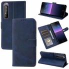 For Sony Xperia 1 III Embossed Happy Cat Pattern Horizontal Flip Leather Case with Holder & Card Slots & Wallet(Blue) - 1