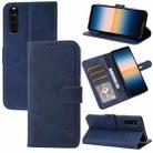 For Sony Xperia 10 III Embossed Happy Cat Pattern Horizontal Flip Leather Case with Holder & Card Slots & Wallet(Blue) - 1