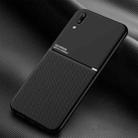 For Samsung Galaxy A02 Classic Tilt Strip Grain Magnetic Shockproof PC + TPU Case(Black) - 1