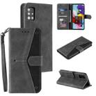 For Samsung Galaxy A02s Stitching Calf Texture Horizontal Flip Leather Case with Holder & Card Slots & Wallet(Grey) - 1