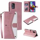 For Samsung Galaxy A02s Stitching Calf Texture Horizontal Flip Leather Case with Holder & Card Slots & Wallet(Rose Gold) - 1