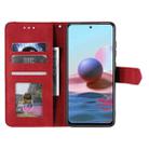 For Xiaomi Redmi Note 10 4G Stitching Calf Texture Horizontal Flip Leather Case with Holder & Card Slots & Wallet(Red) - 4