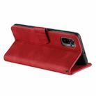 For Xiaomi Redmi Note 10 4G Stitching Calf Texture Horizontal Flip Leather Case with Holder & Card Slots & Wallet(Red) - 5