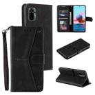 For Xiaomi Redmi Note 10 4G Stitching Calf Texture Horizontal Flip Leather Case with Holder & Card Slots & Wallet(Black) - 1