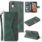 For Xiaomi Redmi 9A Stitching Calf Texture Horizontal Flip Leather Case with Holder & Card Slots & Wallet(Green) - 1