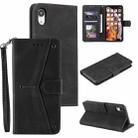 For Xiaomi Redmi 9A Stitching Calf Texture Horizontal Flip Leather Case with Holder & Card Slots & Wallet(Black) - 1