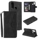 For Xiaomi Redmi 9C Stitching Calf Texture Horizontal Flip Leather Case with Holder & Card Slots & Wallet(Black) - 1