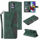 For Xiaomi Mi 10 Lite 5G Stitching Calf Texture Horizontal Flip Leather Case with Holder & Card Slots & Wallet(Green) - 1