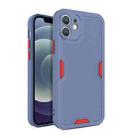 For iPhone 12 mini Contrast-Color Straight Edge Matte TPU Shockproof Case with Sound Converting Hole (Grey) - 1