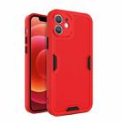 For iPhone 12 Contrast-Color Straight Edge Matte TPU Shockproof Case with Sound Converting Hole(Red) - 1