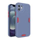 For iPhone 12 Contrast-Color Straight Edge Matte TPU Shockproof Case with Sound Converting Hole(Grey) - 1