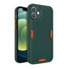 For iPhone 12 Pro Contrast-Color Straight Edge Matte TPU Shockproof Case with Sound Converting Hole(Dark Green) - 1