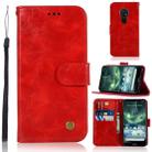 For Nokia 7.2 Retro Copper Button Crazy Horse Horizontal Flip PU Leather Case with Holder & Card Slots & Wallet & Lanyard(Red) - 1