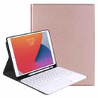 YA11B-A 2021 Detachable Lambskin Texture Round Keycap Bluetooth Keyboard Leather Tablet Case with Touch Control & Pen Slot & Stand For iPad Pro 11 (2021)(Rose Gold) - 1