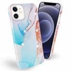 Frosted Watercolor Marble TPU Protective Case For iPhone 12 mini(Aqua Blue) - 1