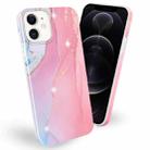 Frosted Watercolor Marble TPU Protective Case For iPhone 12 / 12 Pro(Pink) - 1