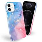 Frosted Watercolor Marble TPU Protective Case For iPhone 12 / 12 Pro(Blue+Pink) - 1
