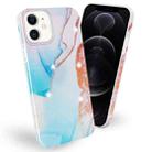 Frosted Watercolor Marble TPU Protective Case For iPhone 12 / 12 Pro(Aqua Blue) - 1