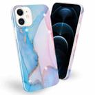 Frosted Watercolor Marble TPU Protective Case For iPhone 12 Pro Max(Baby Blue) - 1
