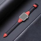 Splicing Cowhide Leather Watch Band For Apple Watch Ultra 49mm&Watch Ultra 2 49mm / Series 9&8&7 45mm / SE 3&SE 2&6&SE&5&4 44mm / 3&2&1 42mm(Black Red) - 1