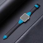 Splicing Cowhide Leather Watch Band For Apple Watch Ultra 49mm / Series 8&7 45mm / SE 2&6&SE&5&4 44mm / 3&2&1 42mm(Black Blue) - 1