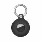 Dual-Side Hollow Anti-scratch Silicone Shockproof Protective Cover Case with Keychain Hook Loop For AirTag(Black) - 1