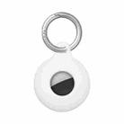 Dual-Side Hollow Anti-scratch Silicone Shockproof Protective Cover Case with Keychain Hook Loop For AirTag(White) - 1