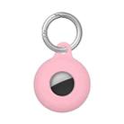 Dual-Side Hollow Anti-scratch Silicone Shockproof Protective Cover Case with Keychain Hook Loop For AirTag(Pink) - 1
