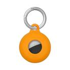 Dual-Side Hollow Anti-scratch Silicone Shockproof Protective Cover Case with Keychain Hook Loop For AirTag(Yellow) - 1