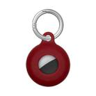 Dual-Side Hollow Anti-scratch Silicone Shockproof Protective Cover Case with Keychain Hook Loop For AirTag(Wine Red) - 1