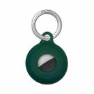 Dual-Side Hollow Anti-scratch Silicone Shockproof Protective Cover Case with Keychain Hook Loop For AirTag(Deep Green) - 1