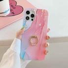 Frosted Watercolor Marble TPU Protective Case with Ring Holder For iPhone 12 / 12 Pro(Pink) - 1