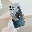 Frosted Watercolor Marble TPU Protective Case with Ring Holder For iPhone 12 / 12 Pro(Black) - 1