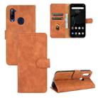 For ZTE Libero 5G Solid Color Skin Feel Magnetic Buckle Horizontal Flip Calf Texture PU Leather Case with Holder & Card Slots & Wallet(Brown) - 1