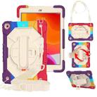 For iPad 10.2 2021 / 2020 / 2019 Contrast Color Robot Shockproof Silicon + PC Protective Case with Holder & Shoulder Strap(Colorful Red Beige) - 1