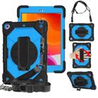 For iPad 10.2 2021 / 2020 / 2019 Contrast Color Robot Shockproof Silicon + PC Protective Case with Holder & Shoulder Strap(Black Blue) - 1