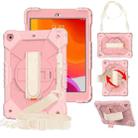 For iPad 10.2 2021 / 2020 / 2019 Contrast Color Robot Shockproof Silicon + PC Protective Case with Holder & Shoulder Strap(Rose Gold) - 1