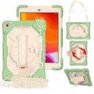 For iPad 10.2 2021 / 2020 / 2019 Contrast Color Robot Shockproof Silicon + PC Protective Case with Holder & Shoulder Strap(Matcha Green Beige) - 1