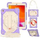 For iPad 10.2 2021 / 2020 / 2019 Contrast Color Robot Shockproof Silicon + PC Protective Case with Holder & Shoulder Strap(Purple Beige) - 1