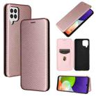 For Samsung Galaxy A22 4G Carbon Fiber Texture Horizontal Flip TPU + PC + PU Leather Case with Card Slot(Pink) - 1