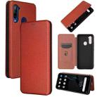 For ZTE Libero 5G Carbon Fiber Texture Horizontal Flip TPU + PC + PU Leather Case with Card Slot(Brown) - 1