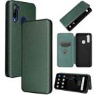 For ZTE Libero 5G Carbon Fiber Texture Horizontal Flip TPU + PC + PU Leather Case with Card Slot(Green) - 1