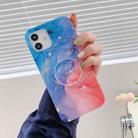 Frosted Watercolor Marble TPU Protective Case with Holder For iPhone 12 mini(Blue+Pink) - 1